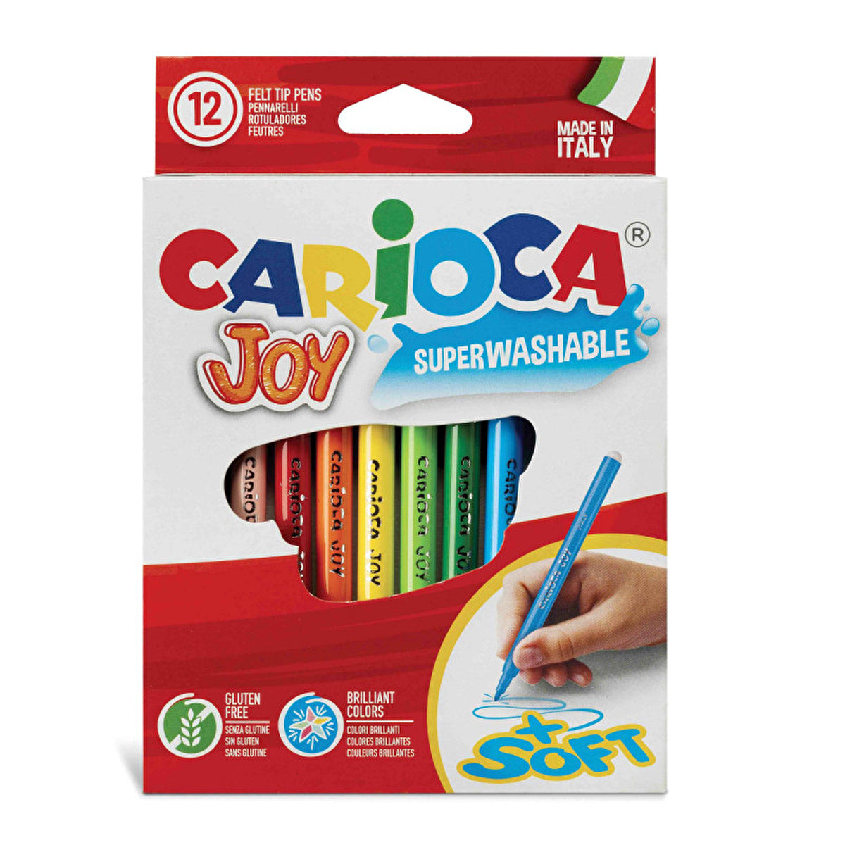 Carioca Joy Washable Marker Set 12 Count - Fine Tip | Italy Made