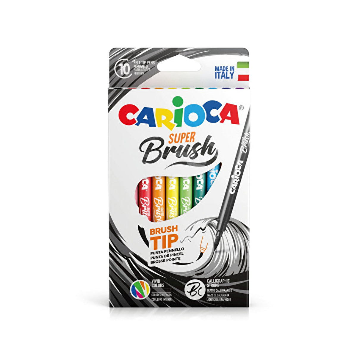 Carioca Super Brush Marker Set 10 Pack - Flexible Brush Tip | Art Supplies