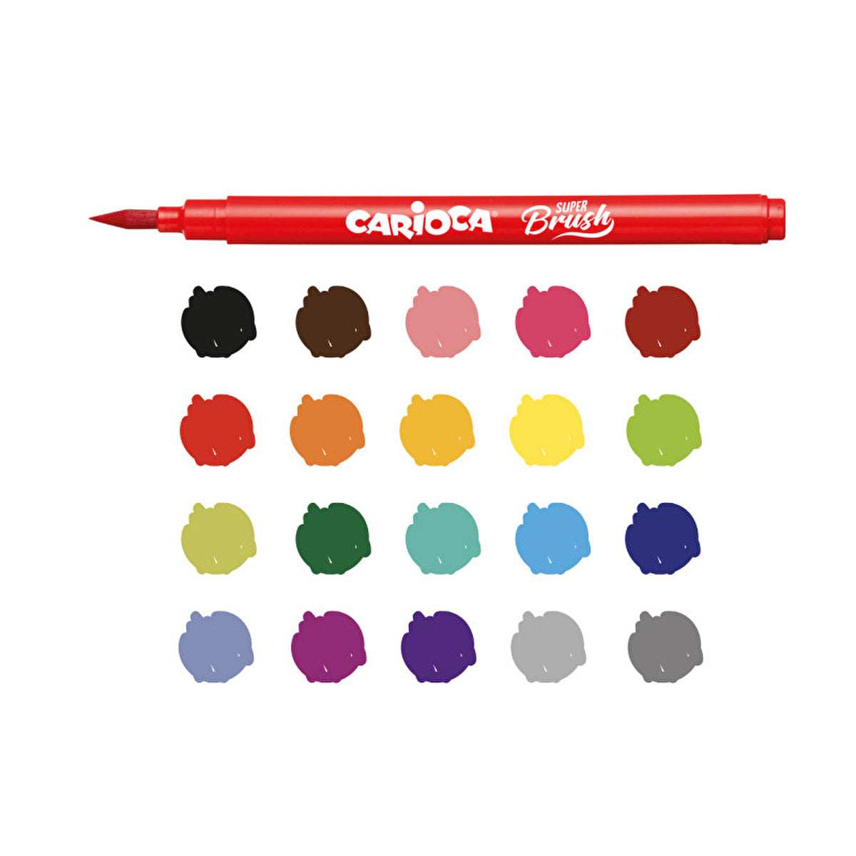 Carioca Super Brush Markers - 20 Pack | Brush Tip, Washable