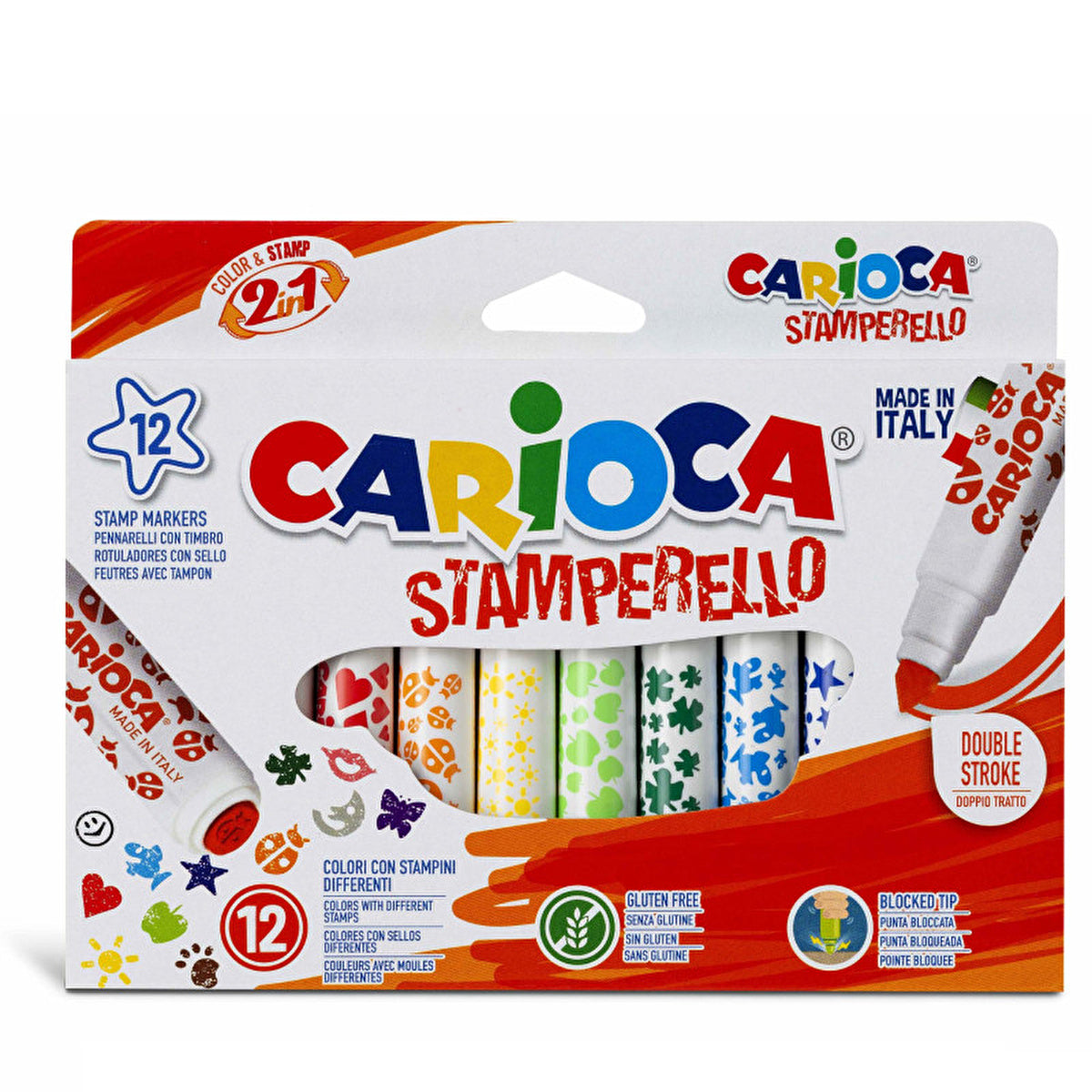 Stamperello Markers Set - 12 Colors with Stamp Feature | Non-Toxic