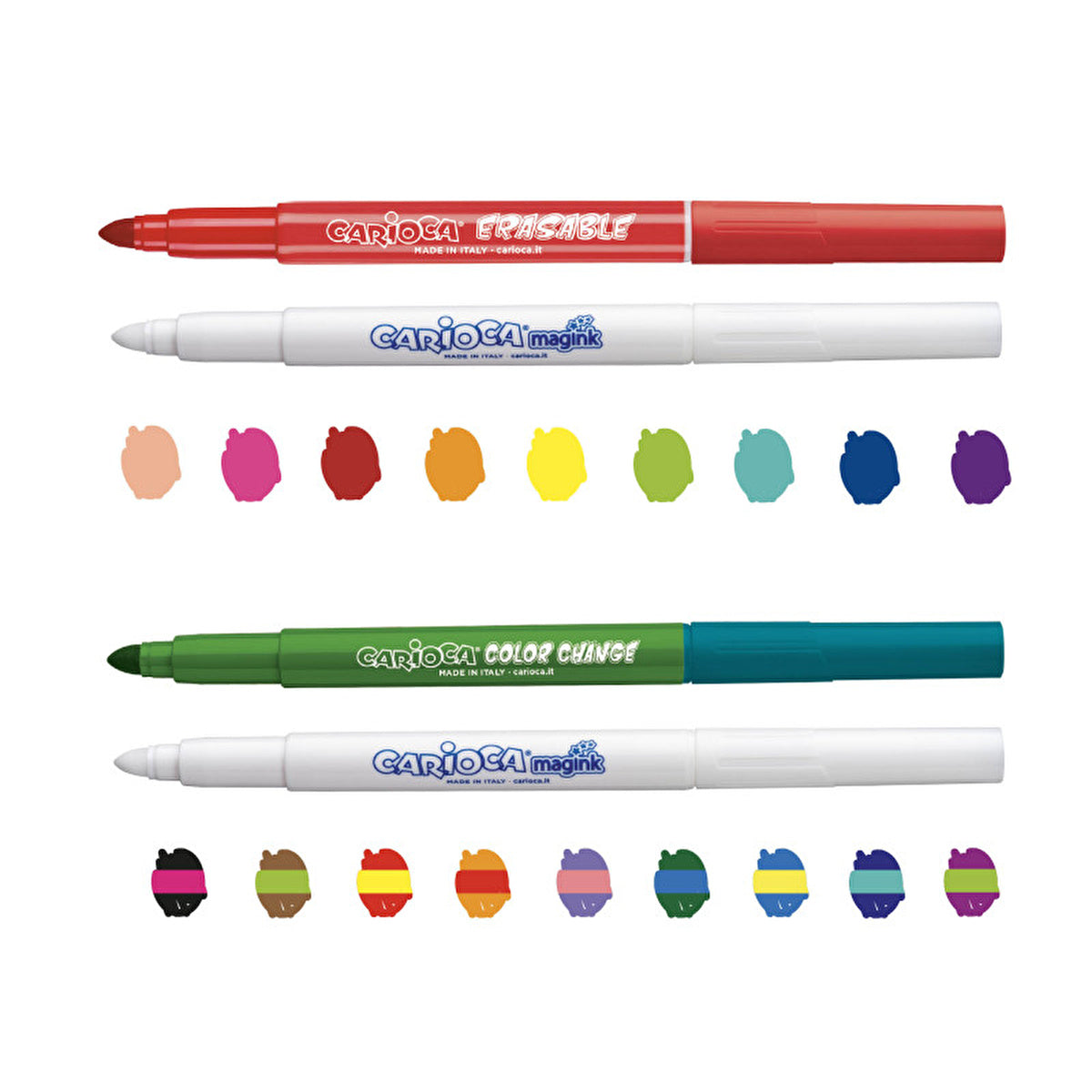 Carioca Magic Felt Tip Markers 20 Pack - Color Changing & Erasable | Italy