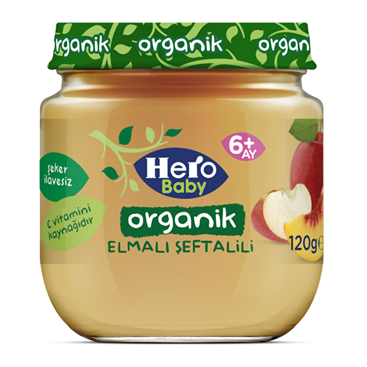 Hero Baby Organic Apple Peach Puree 120g - No Added Sugar | 6+ Months