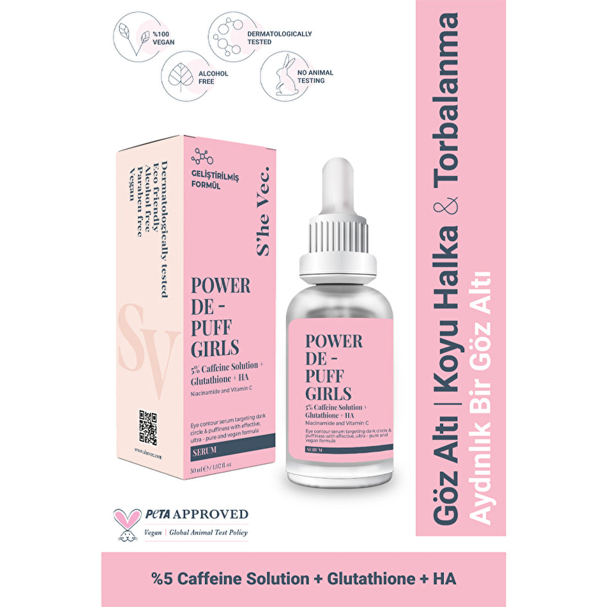 De Puff Girls Eye Serum - Caffeine & Glutathione Solution 30ml | Anti-Aging