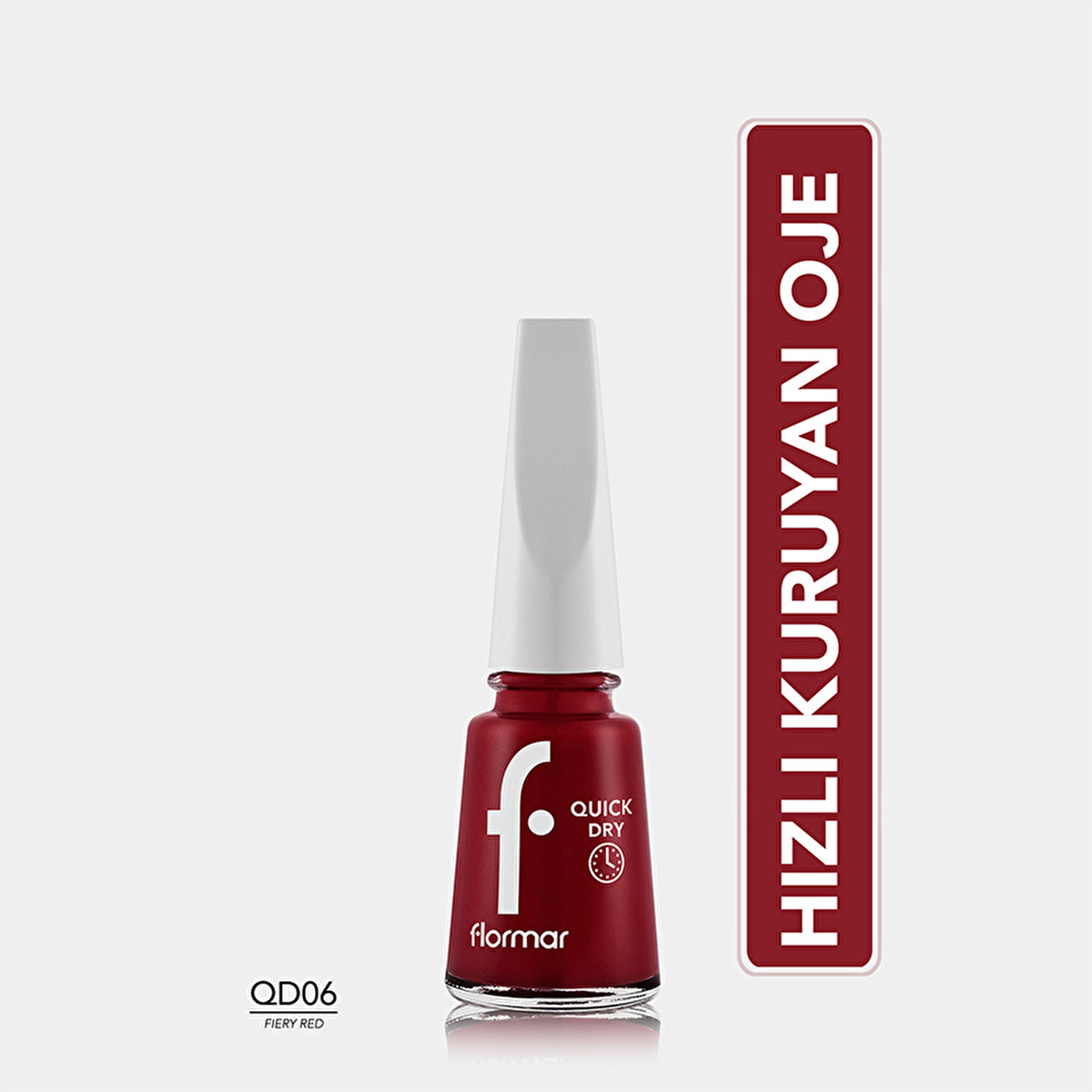 Flormar Quick Dry Nail Polish 006 Fiery Red - Intense Pigmentation | Long-Lasting - Image #3