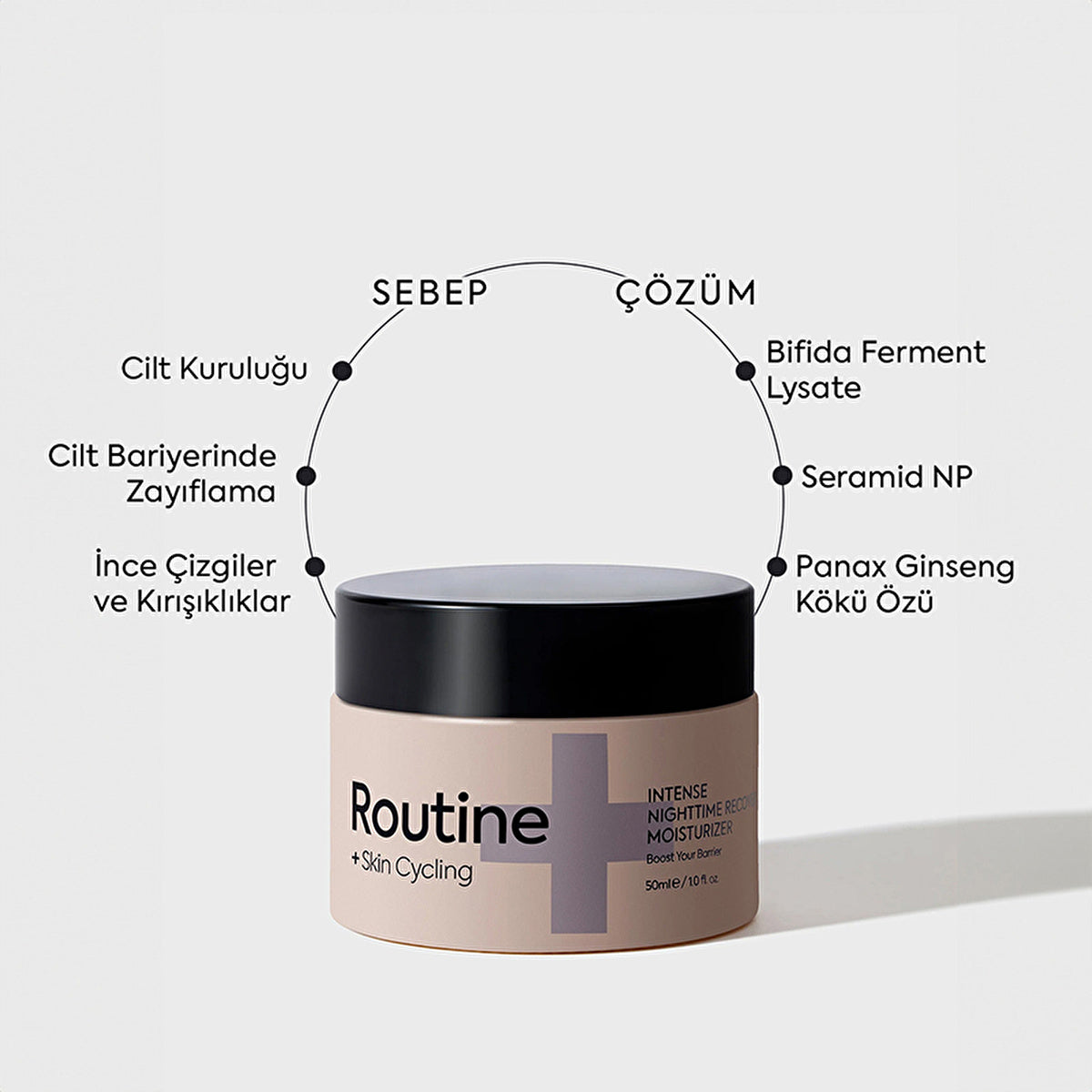 Intense Nighttime Recovery Moisturizer 50ml - Hydrating Formula | Routine+