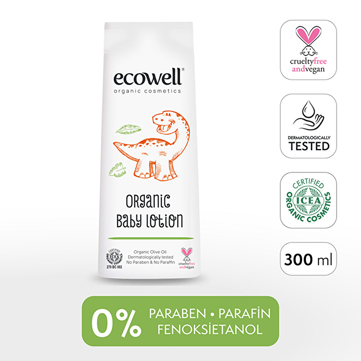 Ecowell Baby Face and Body Lotion 300ml - Organic & Vegan | Natural Moisturizer