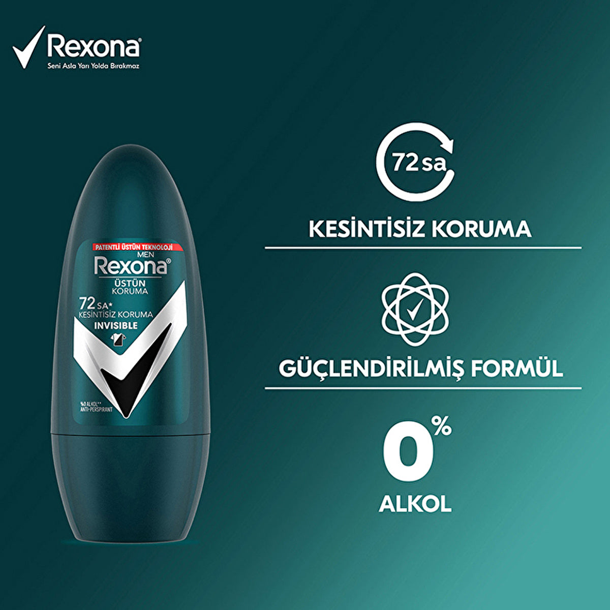 Rexona Men Invisible Deodorant - 72 Hour Protection | Roll On 1.7oz