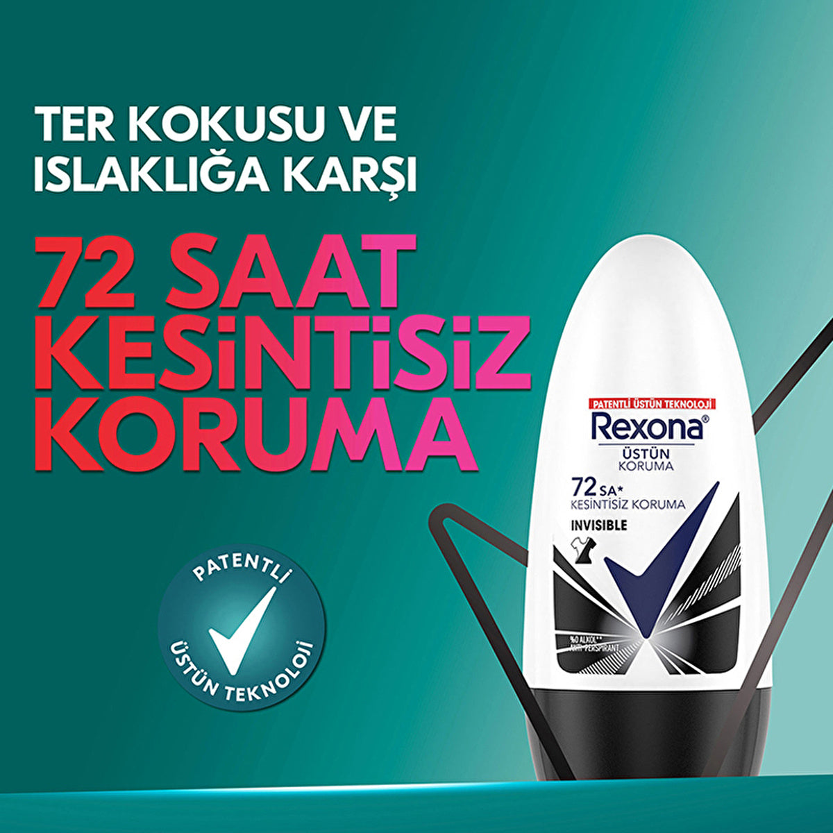 Rexona Invisible Black & White Women Roll-On Deodorant 50ml | 72 Hour Protection