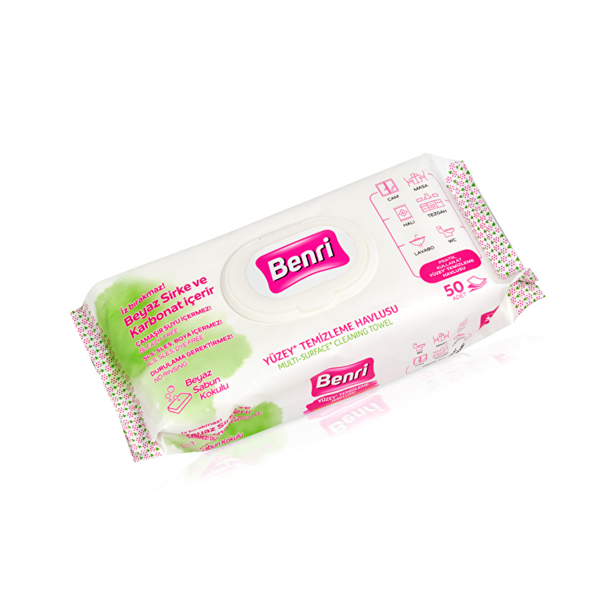 Benri Surface Cleaning Wipes 50 Count - Streak-Free Formula | Fresh Scent - Image #2