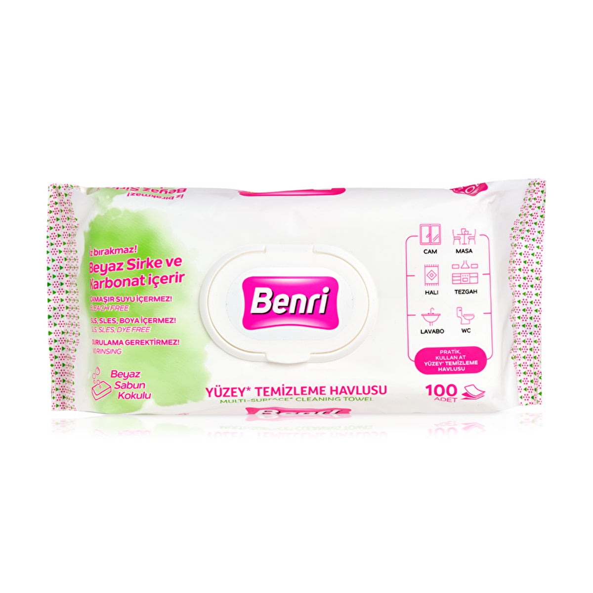 Benri Surface Cleaning Wipes 100 Pack - Streak-Free Formula | Fresh Scent - Image #1