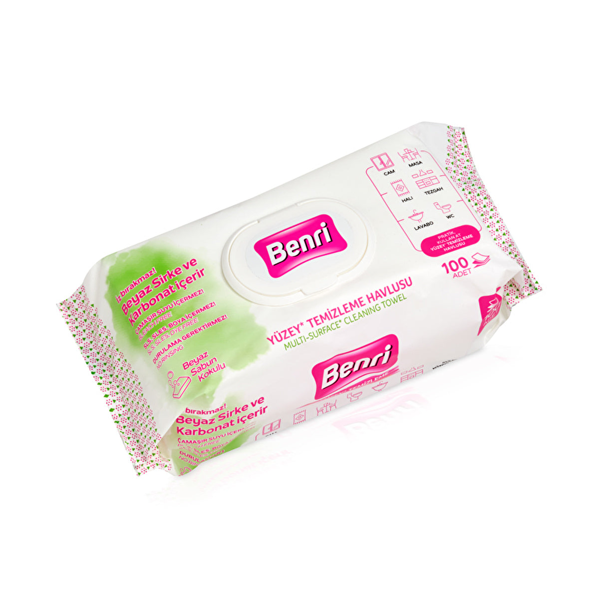 Benri Surface Cleaning Wipes 100 Pack - Streak-Free Formula | Fresh Scent - Image #2