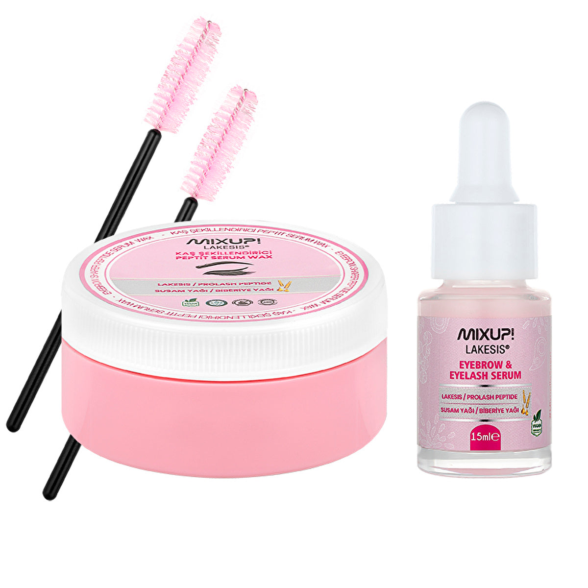 Mixup! Lakesis Eyebrow & Eyelash Strengthening Peptide Serum 15ml + Wax 50ml