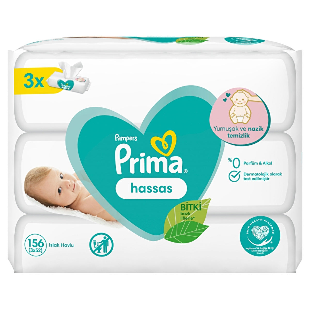 Prima Sensitive Baby Wipes - 3 Pack 156 Sheets | Gentle Care