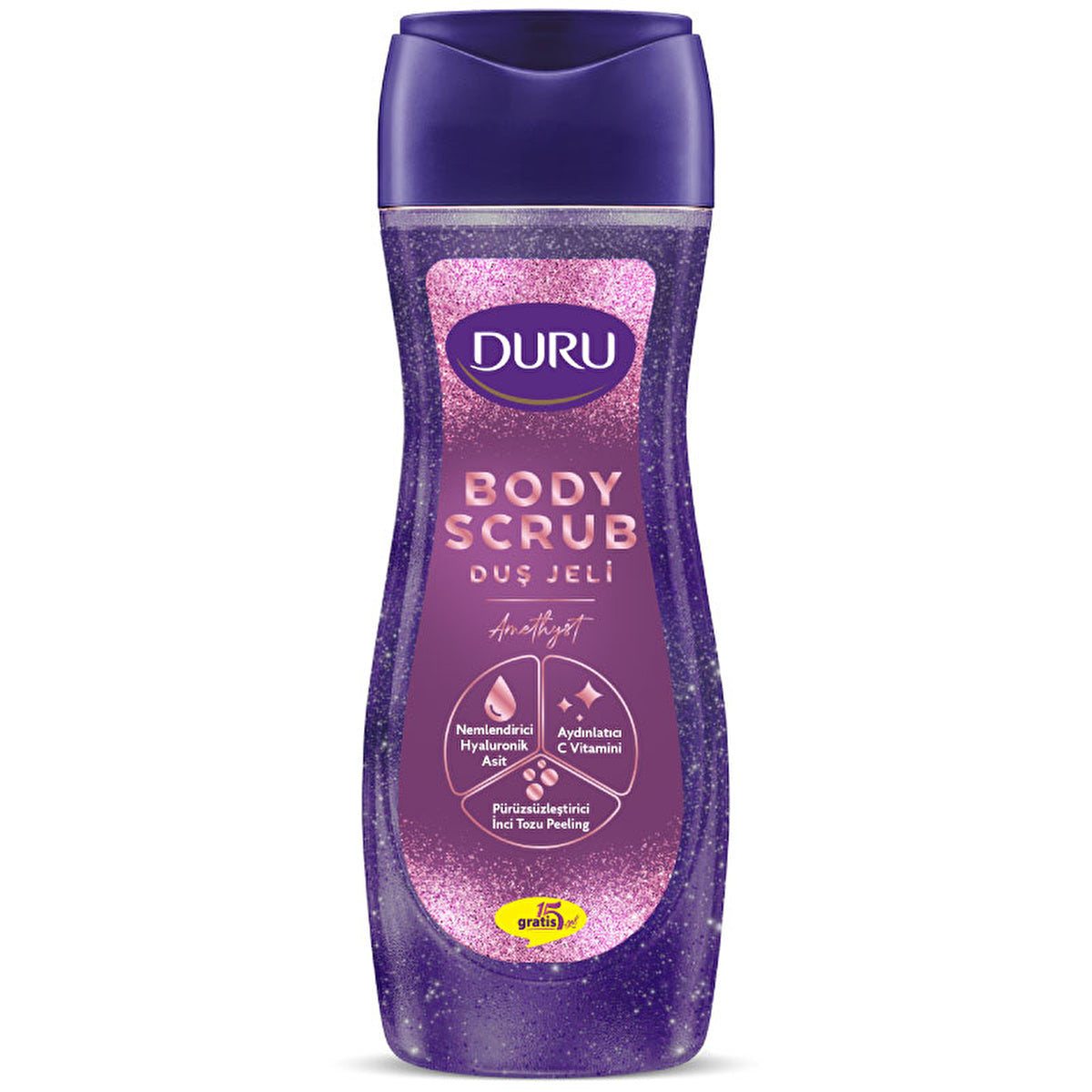 Duru Body Scrub Shower Gel Amethyst 15oz - Exfoliating Cleanser | Moisturizing