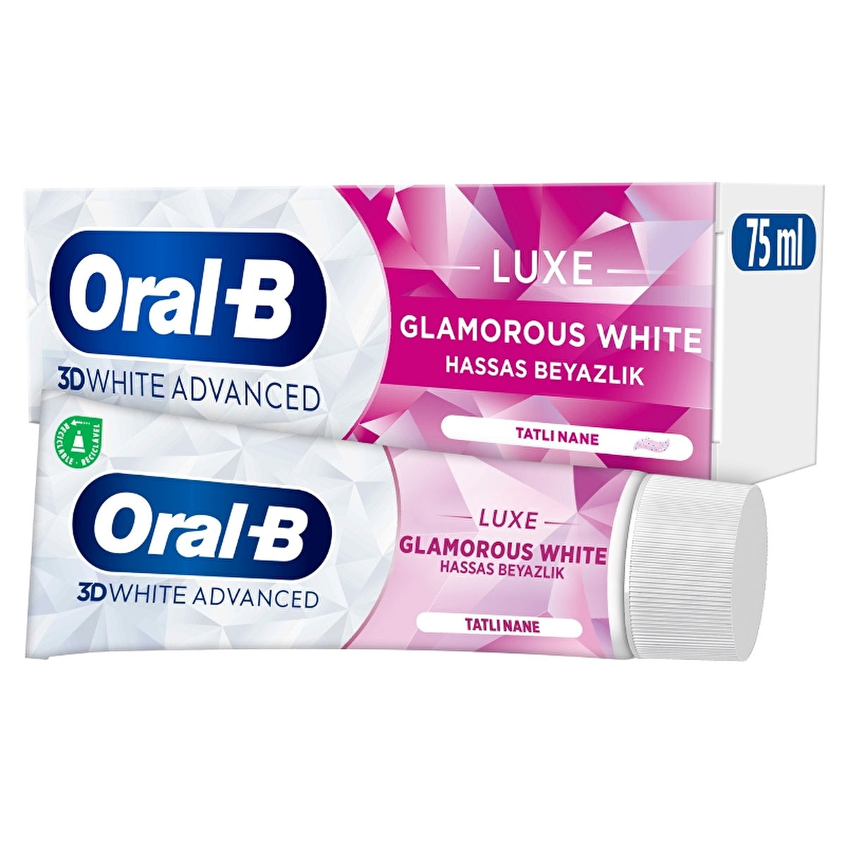 Oral-B Pro 3D White Advanced Luxe Toothpaste 75ml - Glamorous White - Image #1