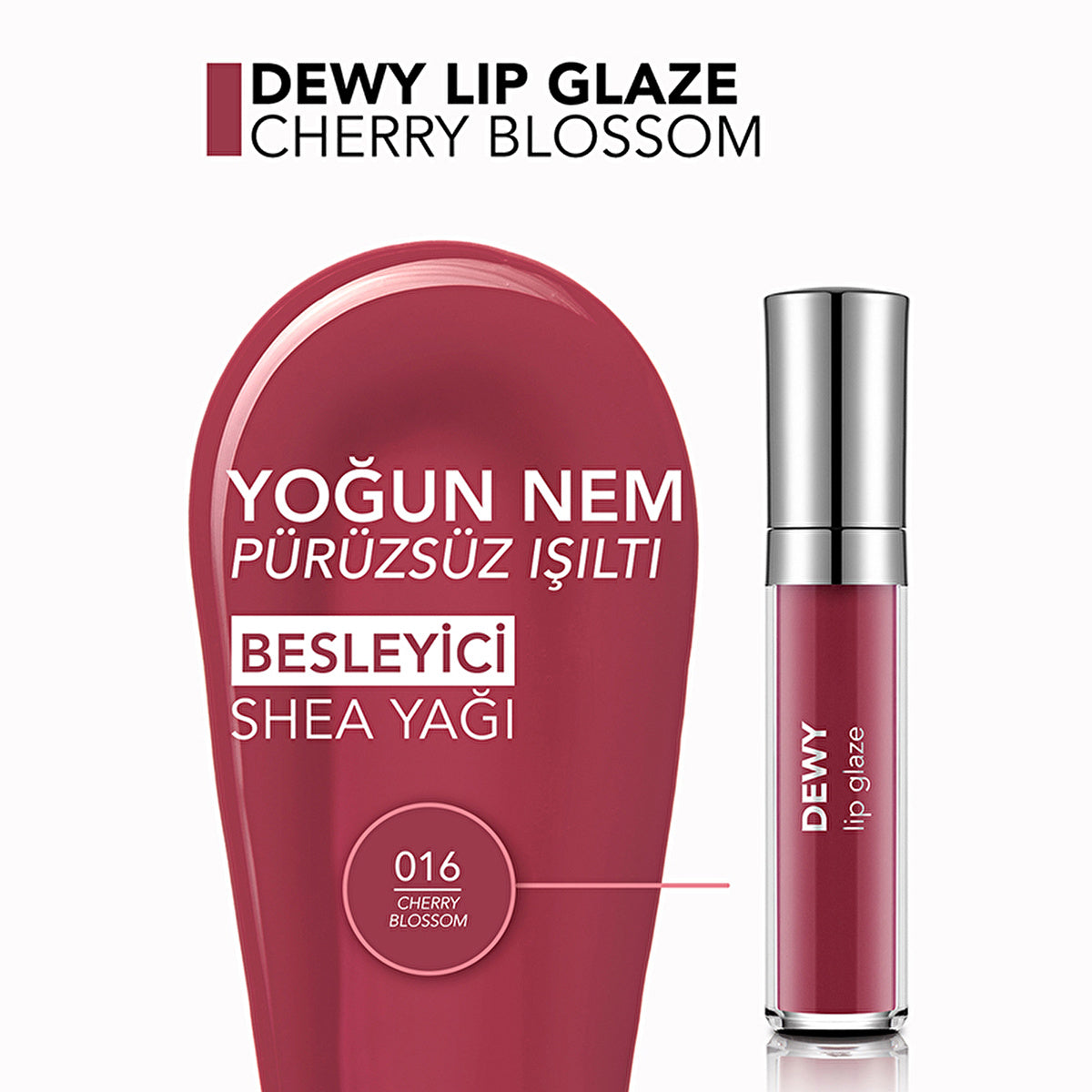 Flormar Dewy Lip Glaze Lip Gloss 016 Cherry Blossom - Hydrating Shine - Image #1