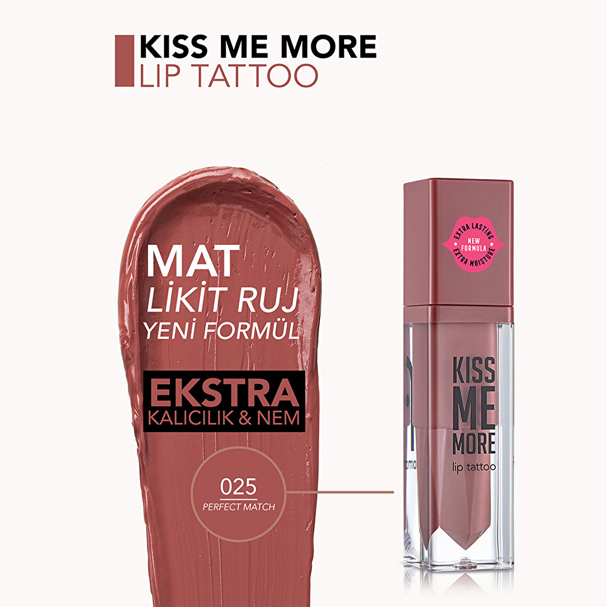 Flormar Kiss Me More Extra Long Lasting Liquid Matte Lipstick - 025 Perfect Match | 12 Shades Available - Image #3