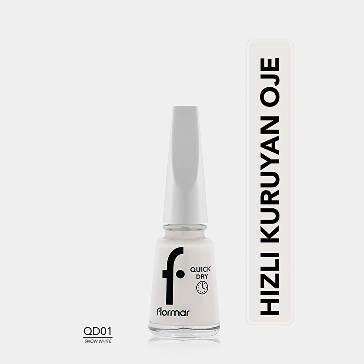 Flormar Quick Dry Intense Pigmented Nail Polish 001 Snow White | 0.5 fl oz - Image #3