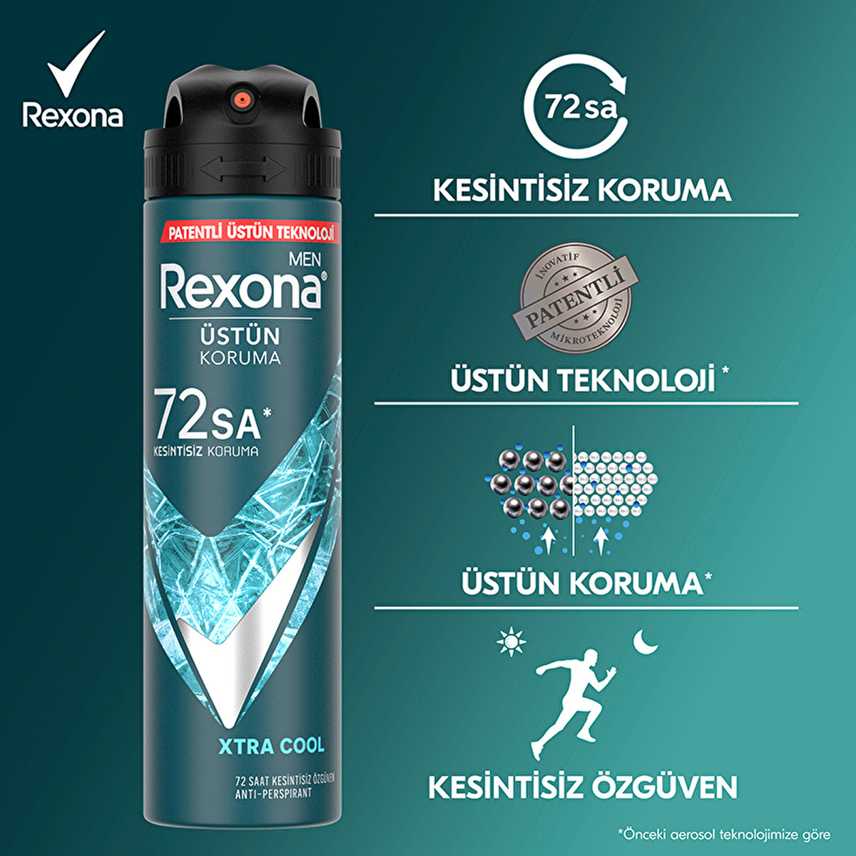 Rexona Men Xtra Cool Antiperspirant Deodorant 150ml - 72 Hour Freshness | Men's Care