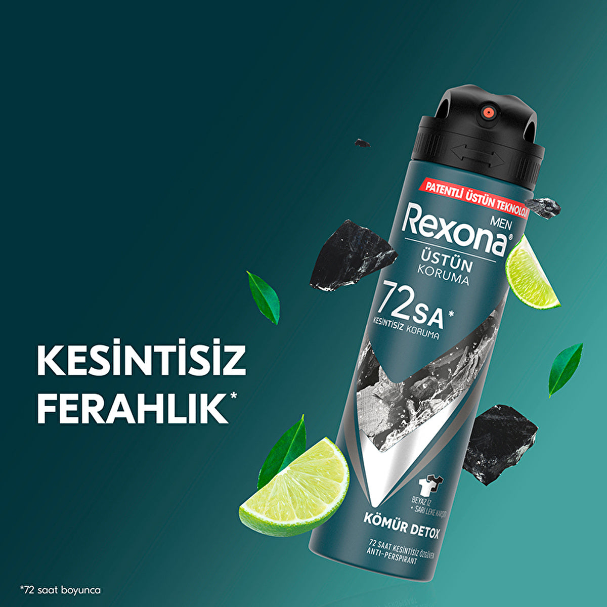 Rexona Men Charcoal Detox Antiperspirant Spray 150ml - 72 Hour Protection | Fresh Scent