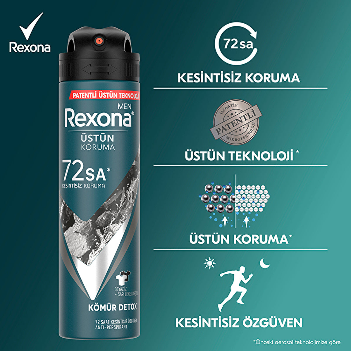 Rexona Men Charcoal Detox Antiperspirant Spray 150ml - 72 Hour Protection | Fresh Scent