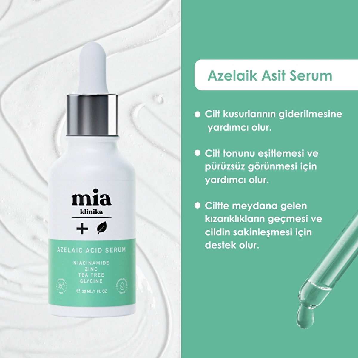 Mia Klinika Azelaic Acid Serum 30ml - Acne &amp; Spot Treatment | Dermatologist Tested - Image 