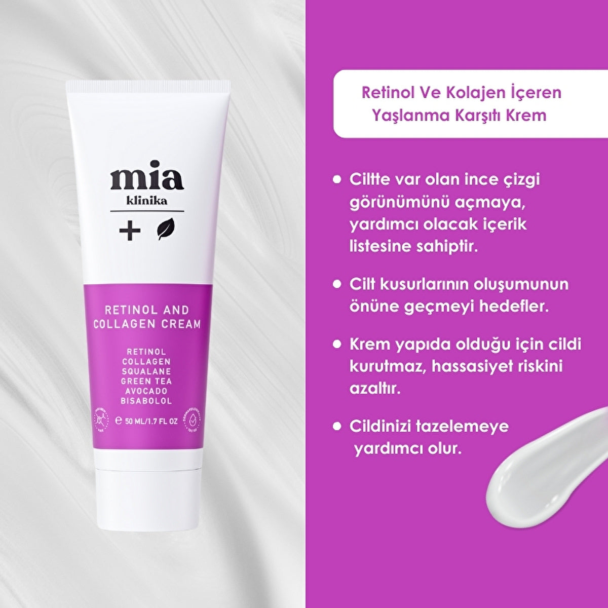 Mia Klinika Retinol & Collagen Anti-Aging Cream 50ml - Nourishing Formula