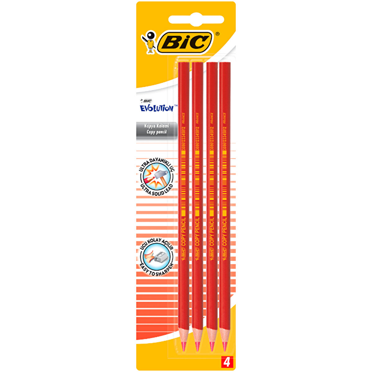 BIC Evolution Red Pencil Set of 4 - Durable Design | Premium Quality - Image #1