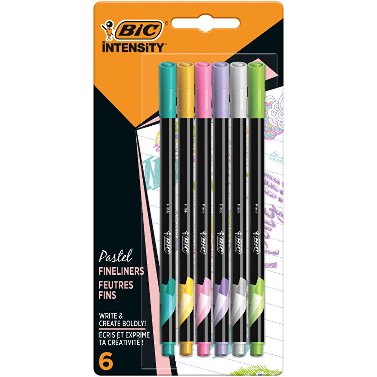 BIC Intensity Fineliner Pastel Colors - 0.4mm Tip | 6 Count - Image #1