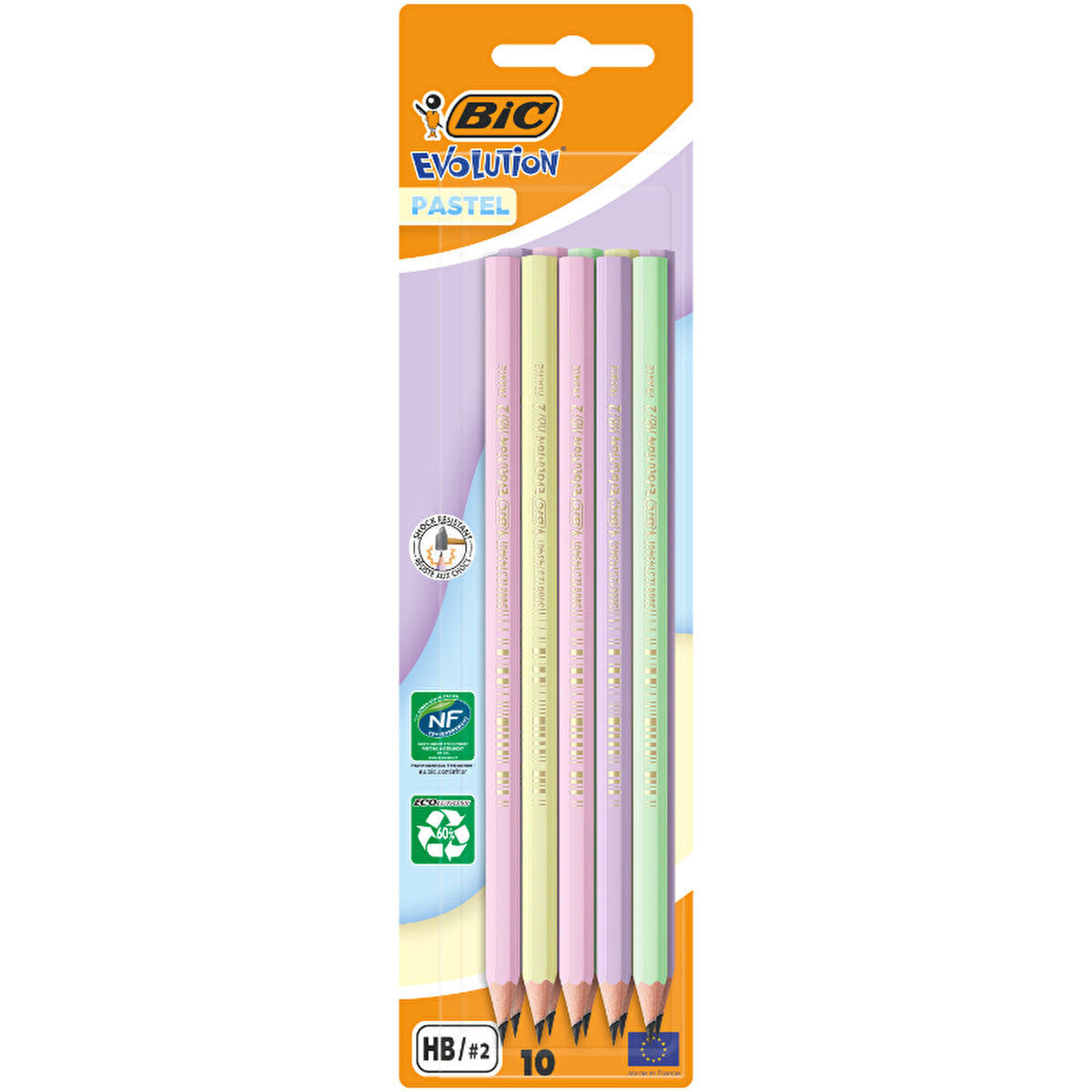 BIC Pastel Colored Pencil Set 10 Pack - Break Resistant | Premium Quality