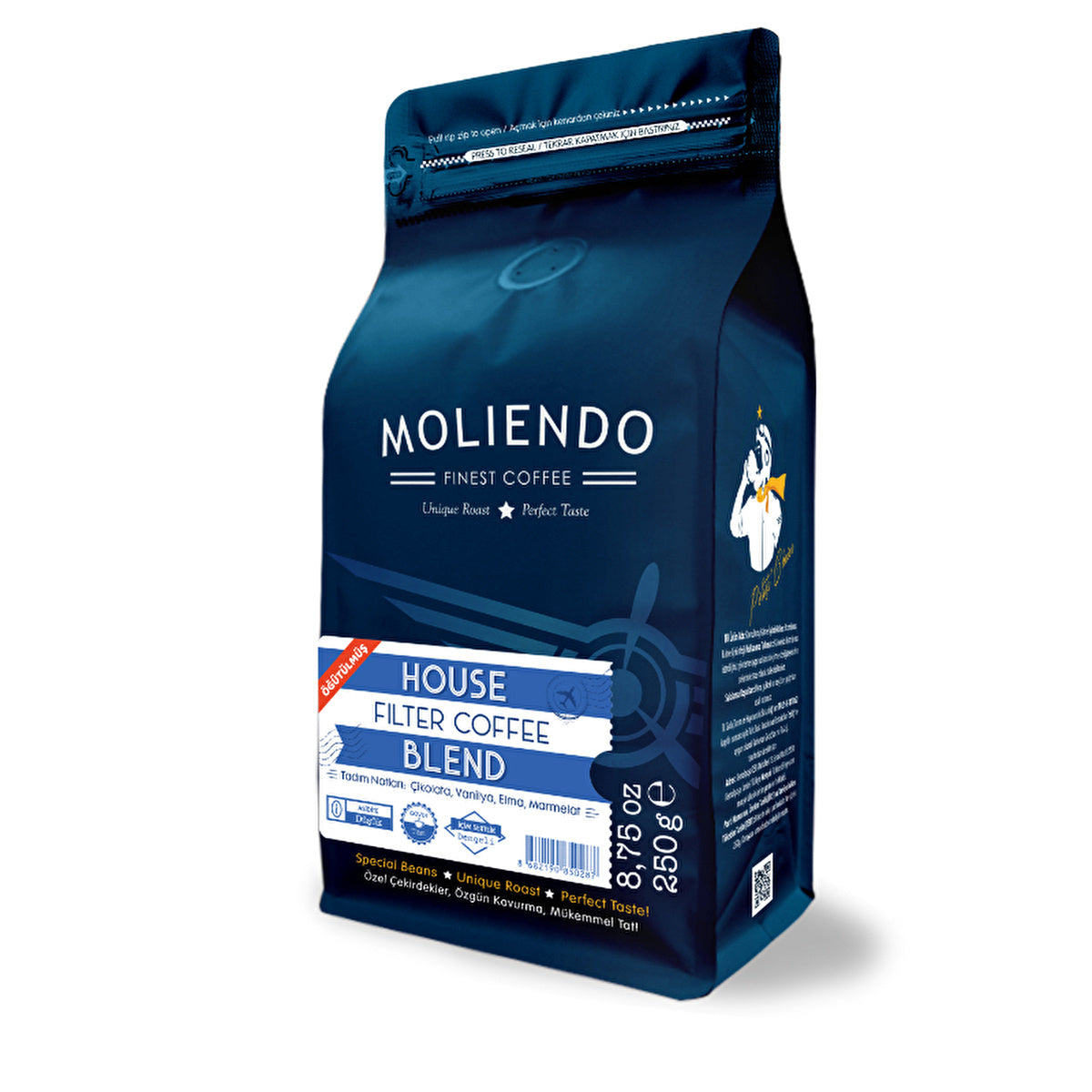 Moliendo House Blend Ground Coffee 250g - Chocolate Vanilla Flavor