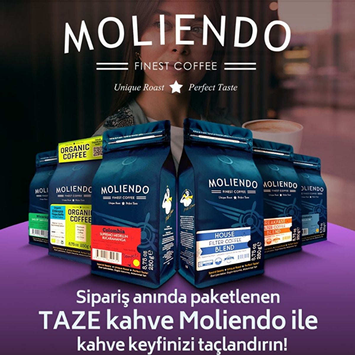 Moliendo House Blend Ground Coffee 250g - Chocolate Vanilla Flavor