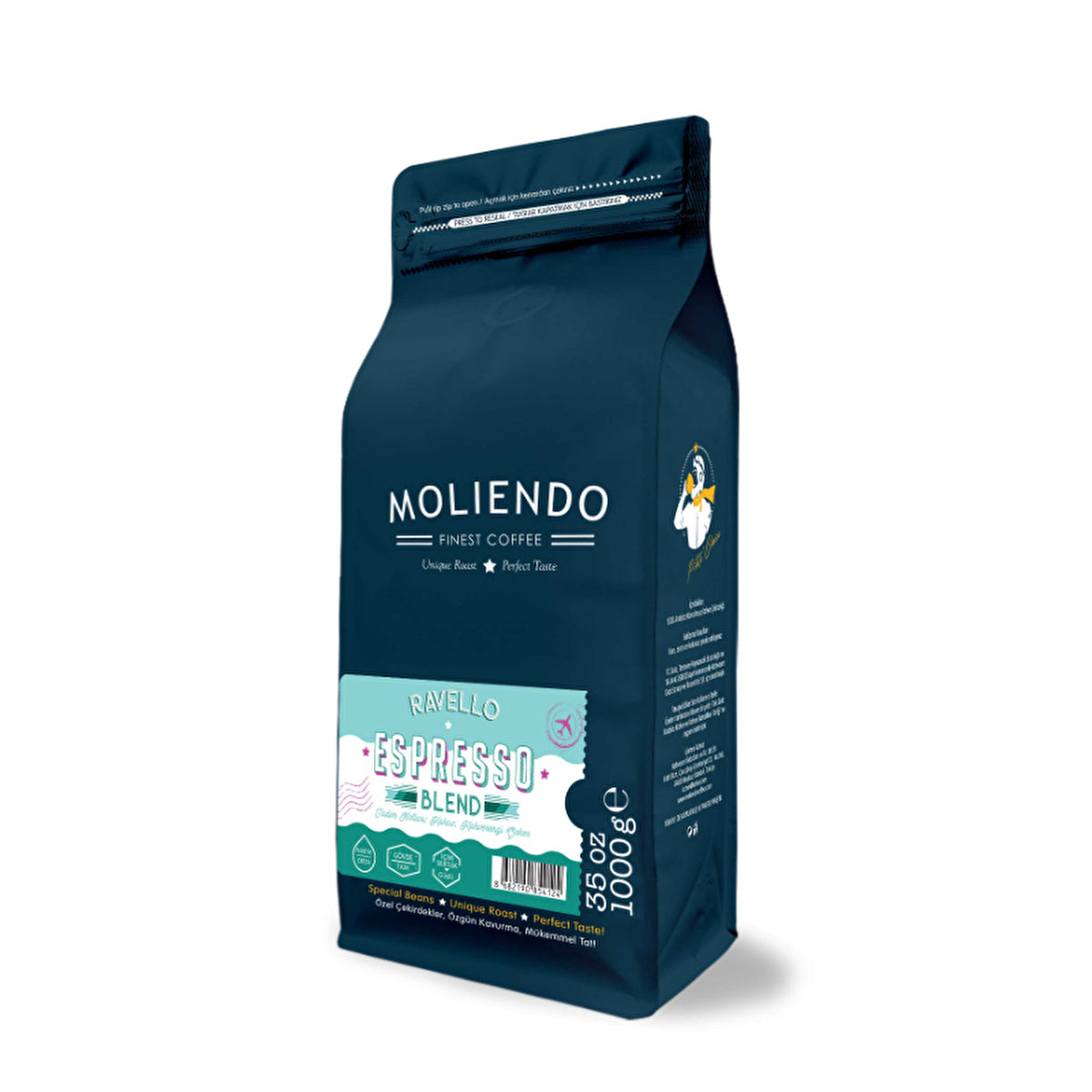 Moliendo Ravello Espresso Blend Coffee 1000G - 100% Arabica Beans