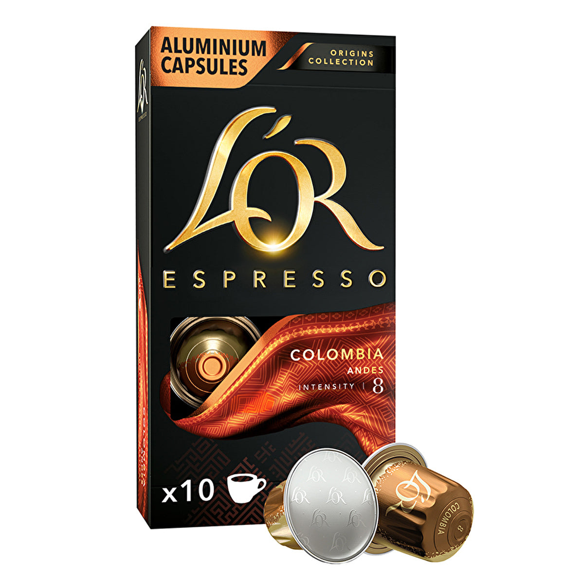 L'OR Colombia Coffee Capsules - 10 Pack | Rich Flavor with Cocoa Notes