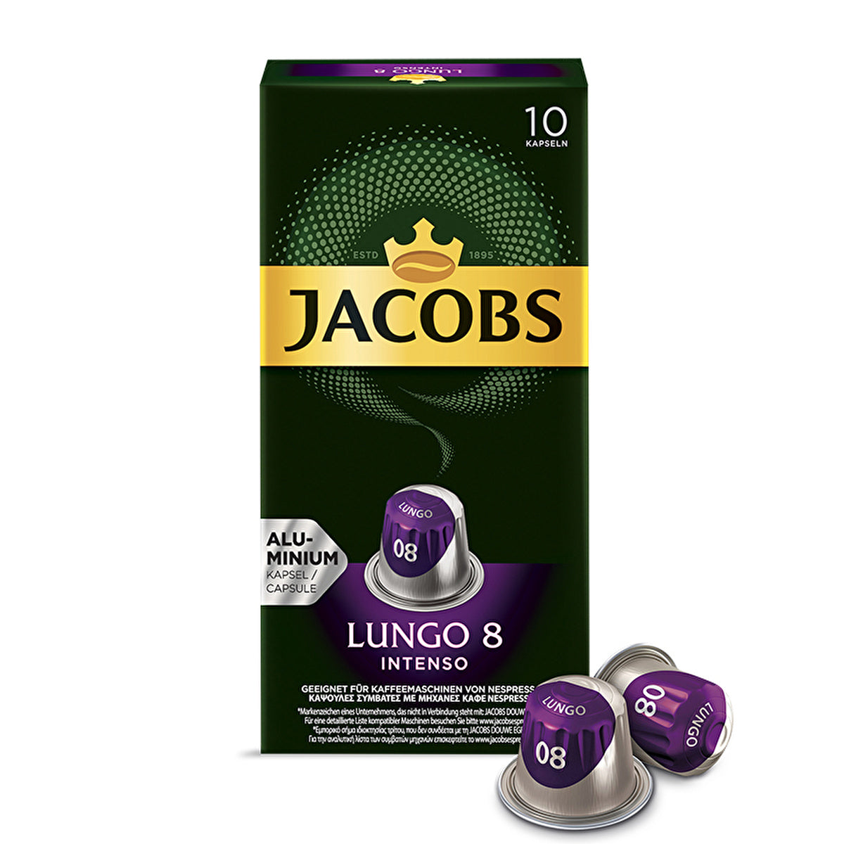 Jacobs Lungo 8 Intense Coffee Capsules - Rich & Aromatic | 10 Capsules