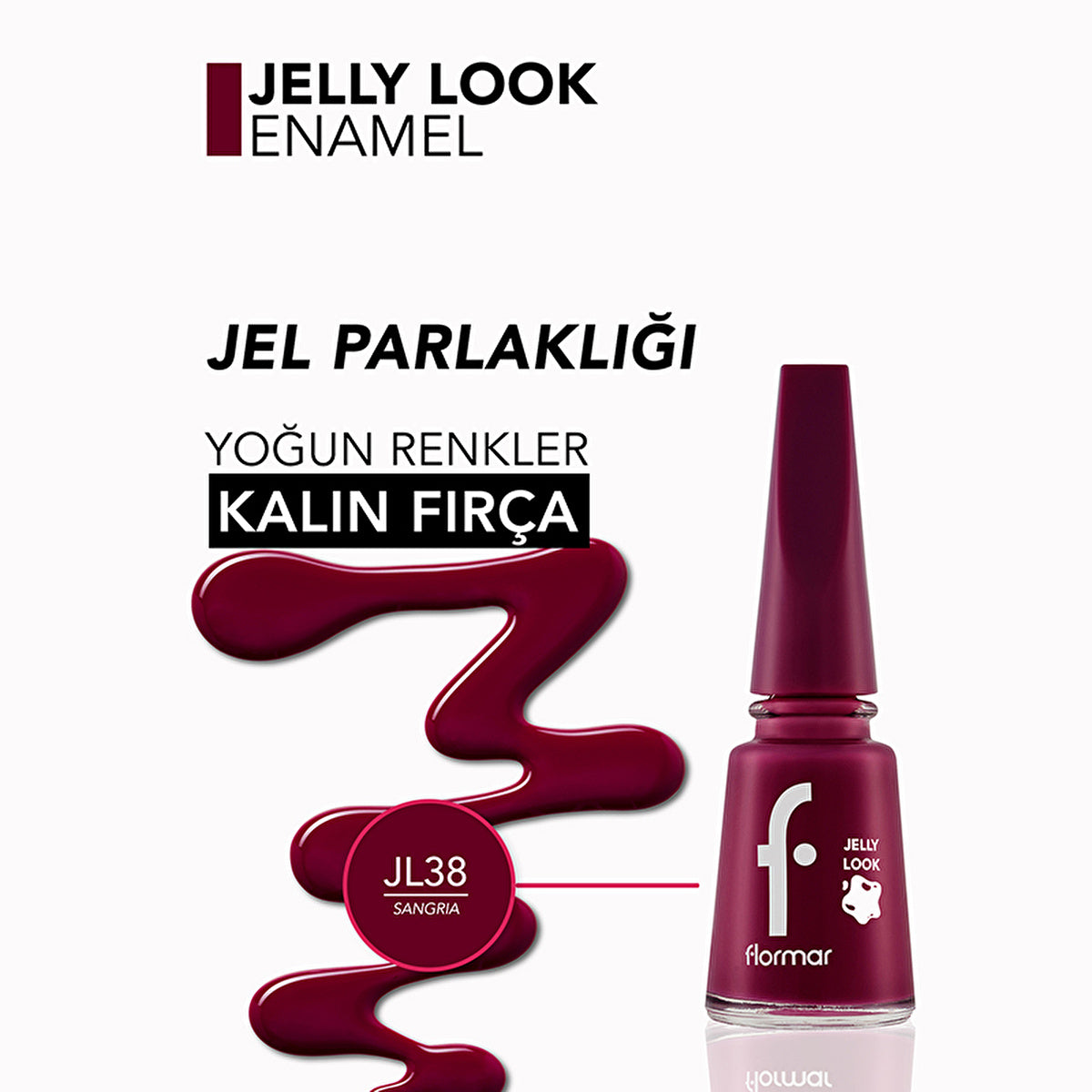 Flormar Jelly Look High Pigment Nail Polish JL38 Sangria - 0.5 Fl Oz | Vibrant Color - Image #3