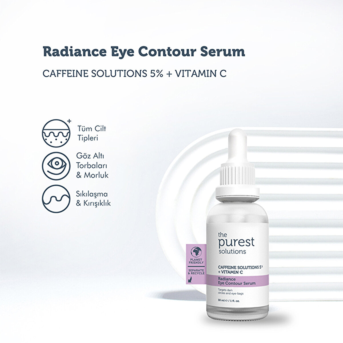 The Purest Solutions Eye Brightening Serum 30ml - Caffeine & Vitamin C