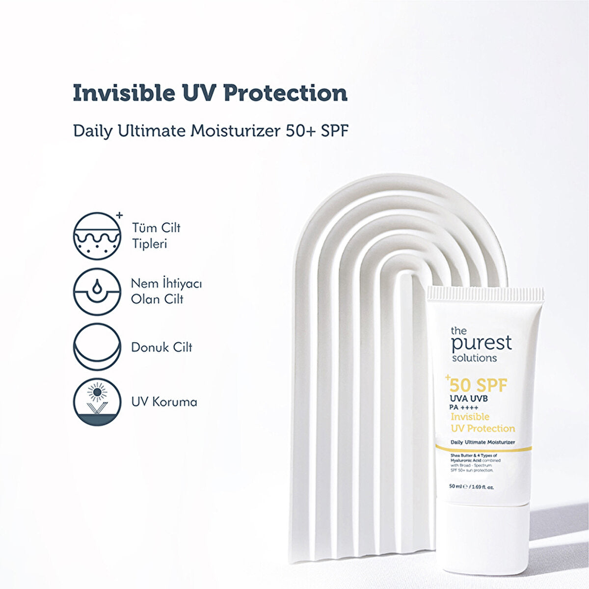 Invisible UV Protection Daily Moisturizer SPF 50 - 50ml | The Purest Solutions