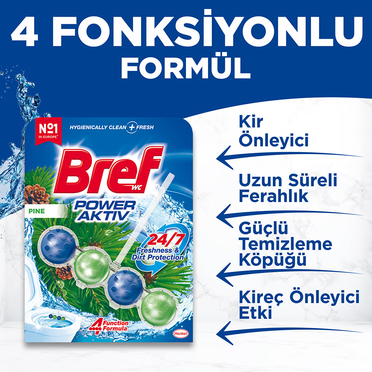 Bref Power Aktiv Pine Toilet Block - Single | Long-Lasting Freshness - Image #6