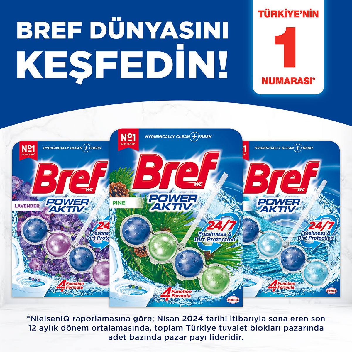 Bref Power Aktiv Pine Toilet Block - Single | Long-Lasting Freshness - Image #1