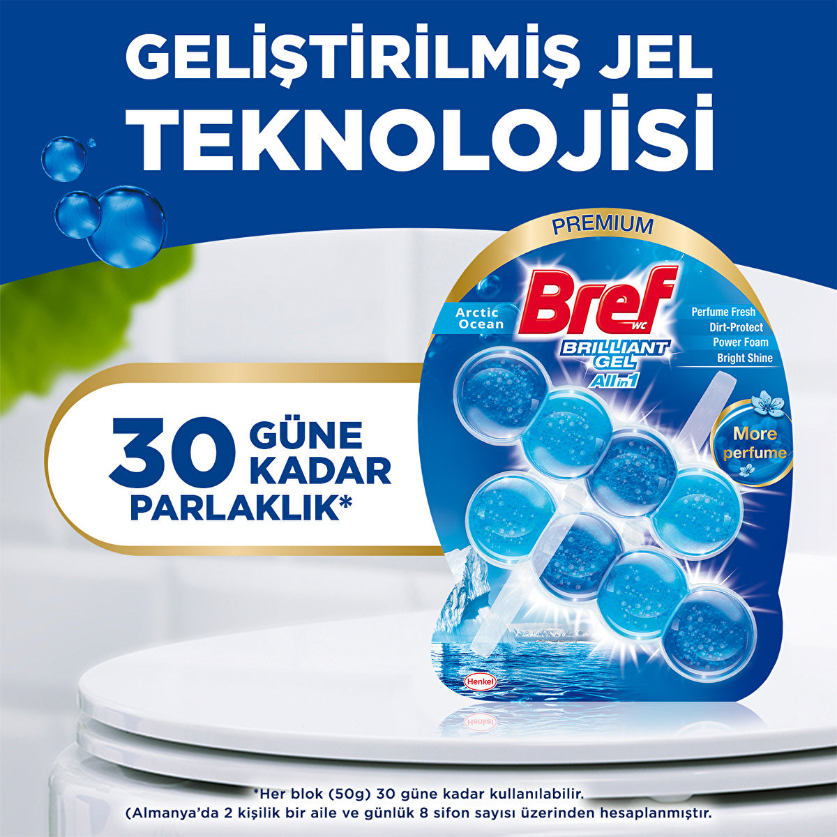 Bref Toilet Block Ocean Fresh Gel - Long-Lasting Clean | 1 Pack - Image #3