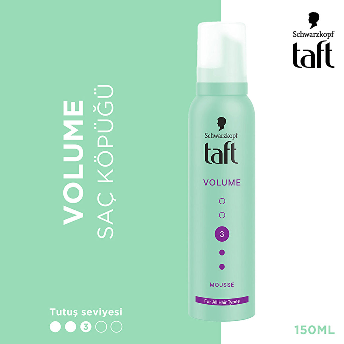 Taft Volume Hair Mousse 150ml - Collagen Infused | Strong Hold