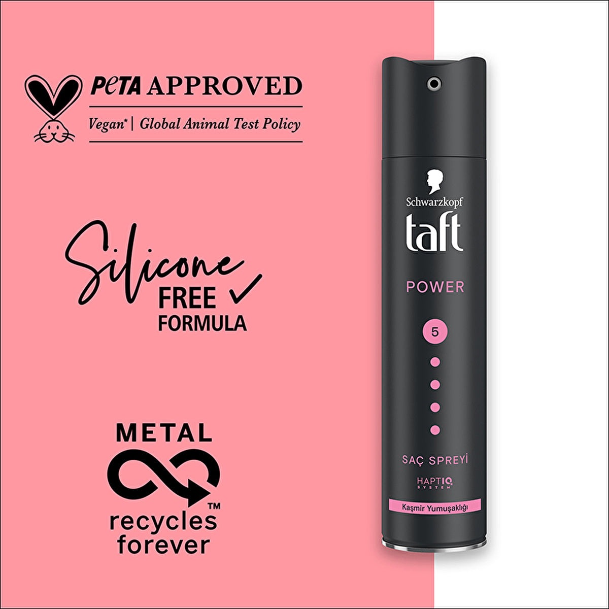 Taft Power Cashmere Hair Spray 250ml - Mega Strong Hold | 24 Hour