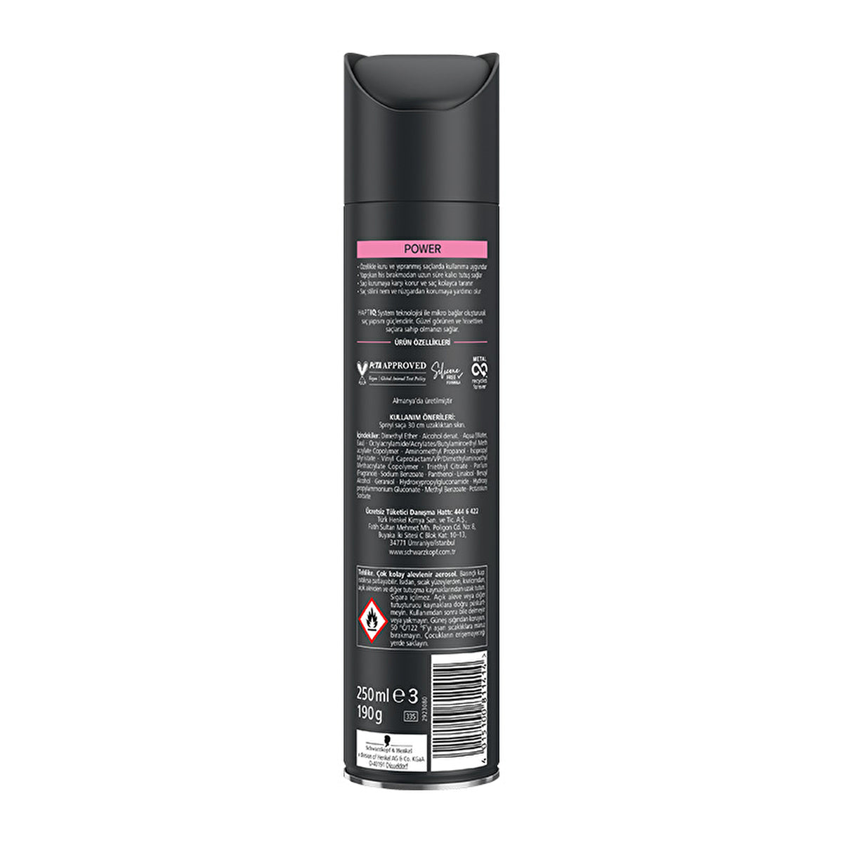 Taft Power Cashmere Hair Spray 250ml - Mega Strong Hold | 24 Hour