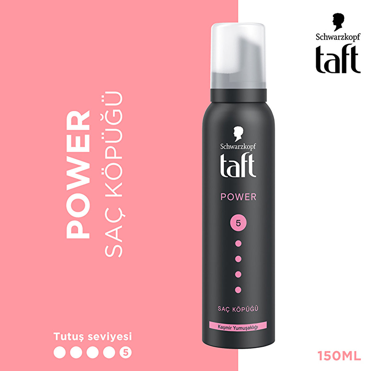 Taft Power Cashmere Hair Mousse 150ml - Mega Strong Hold | Soft Finish