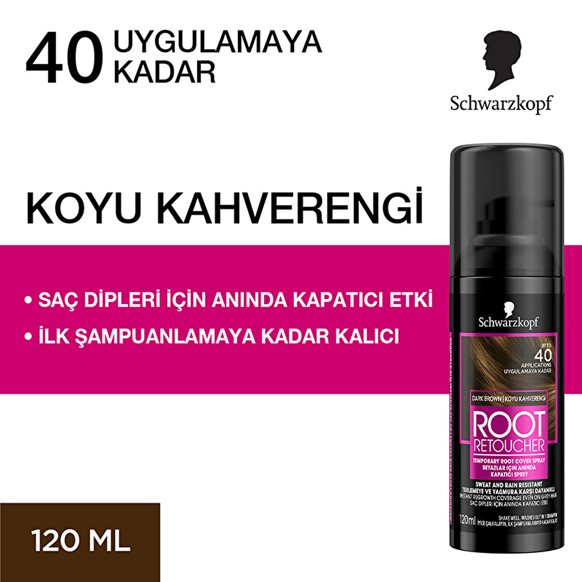 Root Retoucher Hair Color Dark Brown - 120ml | Instant Coverage