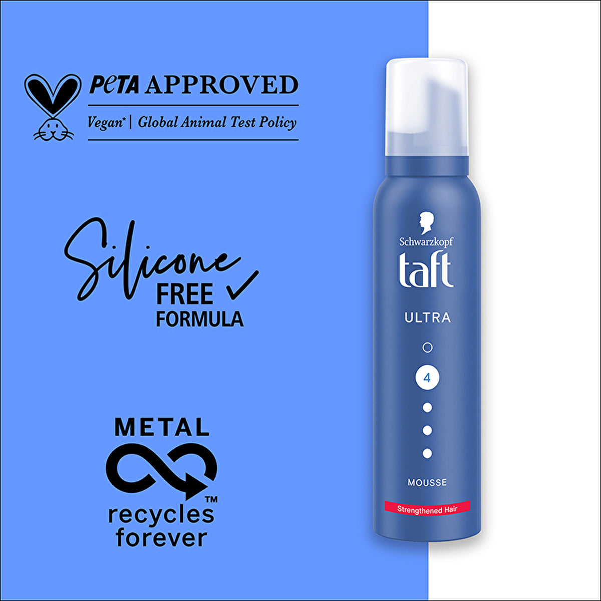 Taft Ultra Hair Mousse 150ml - Strong Hold | Non-Sticky Formula - Image #3