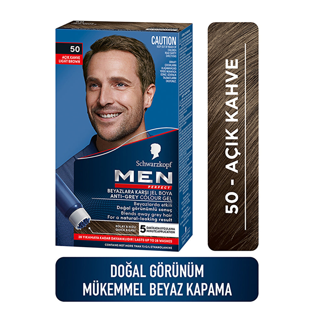Men Perfect Hair Color 50 Light Brown - Quick Application | Natural Look
