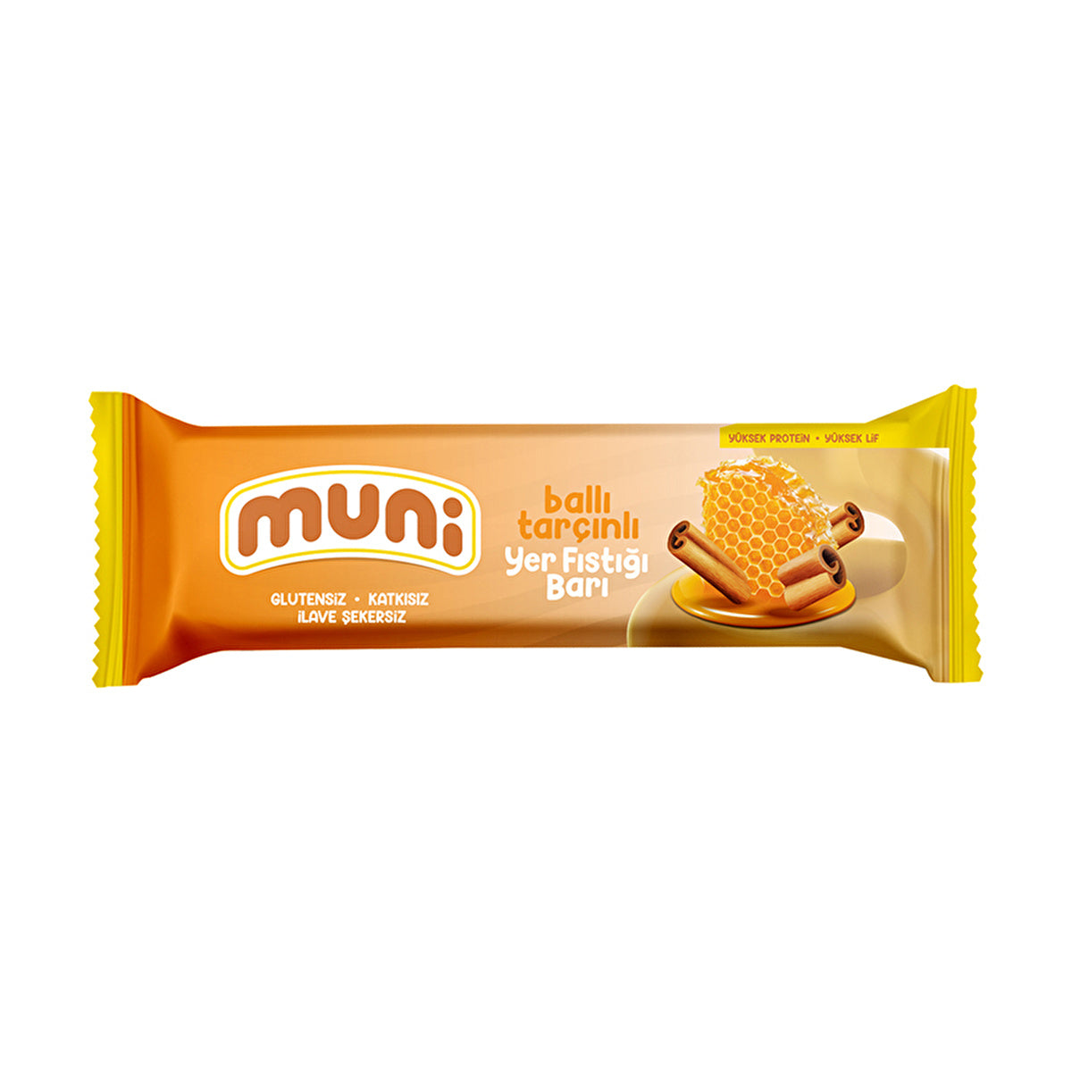 Honey Cinnamon Peanut Bar 40g - Gluten-Free Snack | Muni - Image #1