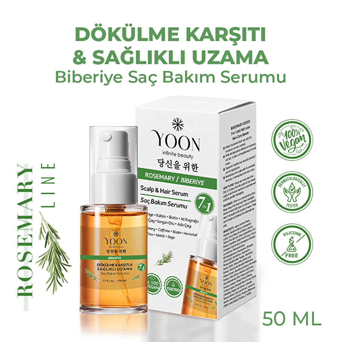 Rosemary Scalp Serum 50ml - Hair Growth & Strengthening | Yoon